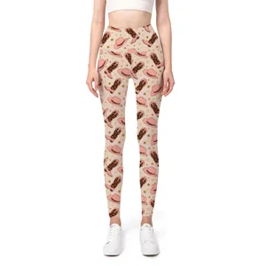 Stretchy High-Waist Yoga-Leggings mit rosa Cowboyhut- und Stiefel-Printmuster
