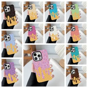Collection of multi-color ice cream melting pattern 2-in-1 phone cases for iPhone models