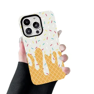 Vibrant ice cream cake print 2-in-1 shockproof protective case for iPhone models