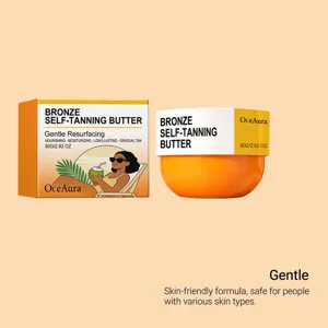 OceAura bronze self-tanning butter in orange jar shown with its retail packaging box
