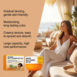 Self-tanning butter for gradual tanning and moisturizing skin in beach setting