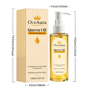 Dimensiones detalladas del aceite corporal hidratante OCEAURA frasco de bomba 100ml