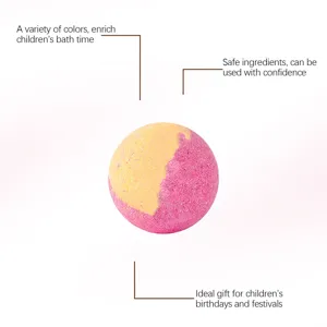 Two-tone pink and yellow bath bomb for kids with safe ingredients for bath time