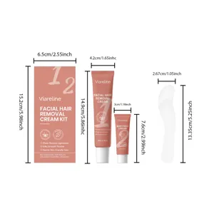 Dimensioni dettagliate del kit crema depilatoria viso VIARELINE con crema lenitiva inclusa