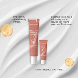 Kit Viareline completo per la rimozione dei peli del viso e crema lenitiva per pelle