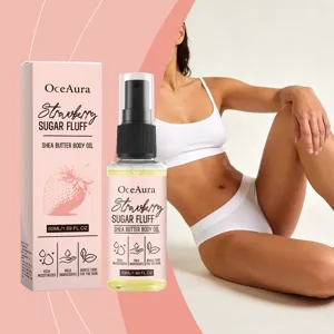 OceAura Strawberry Sugar Fluff Shea Butter Body Oil 50ml bottle for smooth skin
