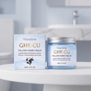 Detailopname van Viareline GHK-CU Tallow Honey Balm 60g hydraterende lichaamsverzorging