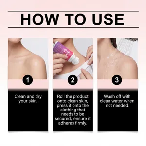Guía de uso del pegamento corporal en roll-on: limpiar, aplicar y lavar con agua
