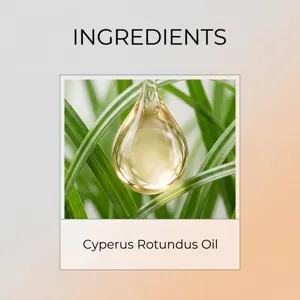 Λεπτομερής όψη σταγόνας ελαίου Cyperus Rotundus με φόντο πράσινο γρασίδι δέρμα