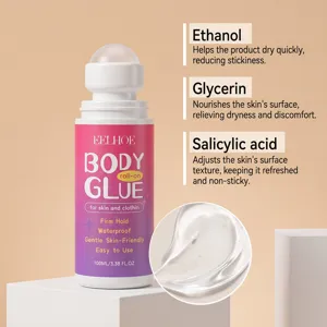 Detalles profesionales de los ingredientes del pegamento y vista macro de la textura gel
