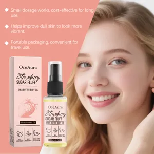 OceAura Strawberry Shea Butter Body Oil 50ml for deep moisturizing and vibrant skin.