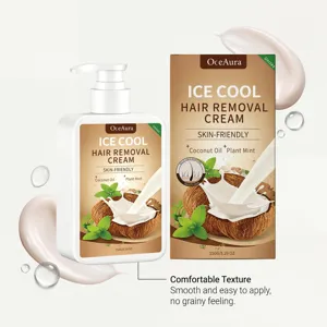 Crema depilatoria OceAura ice cool con aceite de coco y menta para una piel suave