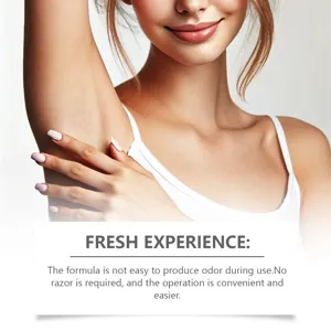 Primer plano de axila suave tras usar la crema depilatoria corporal suave de OCEAURA.
