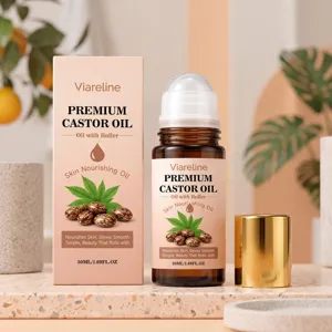 Olio Essenziale di Ricino in Roller per la Pelle Idratante Nutriente Skincare Quotidiana Bottiglia in Vetro con Sfera