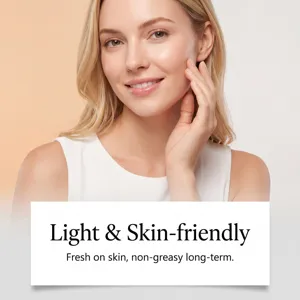 Modella applica olio di ricino per un finish leggero, non grasso e rispettoso della pelle.