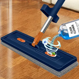Stainless Steel Flat Mop Microfiber Wet And Dry Floor Cleaning Mop With Liquid Adding Function And Replacement Cloth