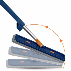 Innovative flat mop with auto-rebound handle and microfiber pad for wood floors.