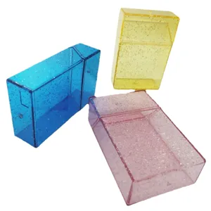 Plastic glitter cigarette case for 20 sticks portable flip hard soft pack storage box