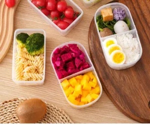 Plastic bento box food storage container portable lunch box for picnic and school use