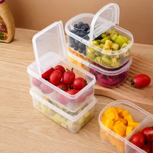 Transparent Plastic Food Storage Container Portable Bento Lunch Box For School Office Fruit Fresh Keeping Box