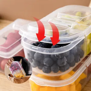 Transparent plastic fruit lunch box portable food storage container for school and picnic use