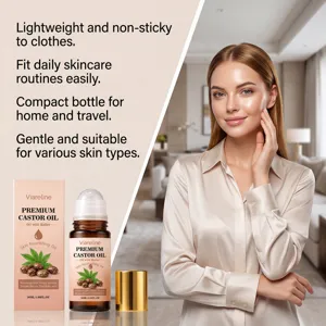 Vista dettagliata del Viareline Castor Oil Roller per una cura della pelle leggera