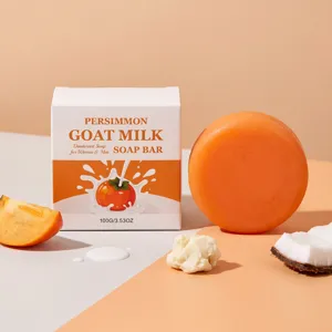 Savon Désodorisant au Lait de Chèvre et Kaki Barre de Nettoyage Naturelle Contrôle du Sébum Rafraîchissant Savon Visage Corps
