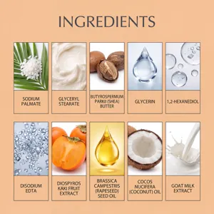 Détails des ingrédients naturels du savon nettoyant déodorant au kaki