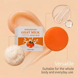 Savon au lait de chèvre et persimmon avec mousse riche et texture crémeuse pour peau