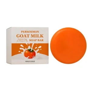 Savon déodorant au kaki et au lait de chèvre 100g avec boîte d'emballage orange