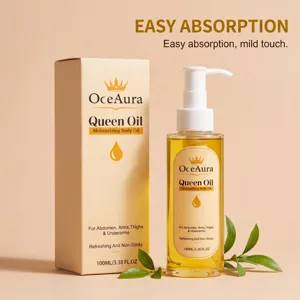 Aceite corporal hidratante OceAura Queen Oil con frasco dosificador de 100ml y caja
