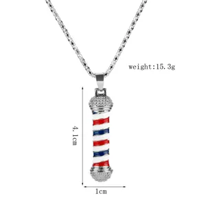Collana dettagliata con ciondolo a palo da barbiere con strisce e misure precise