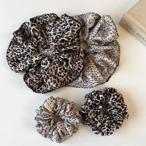 Set de coleteros para el pelo de leopardo satén estético gomas para coletas accesorios de cabello.