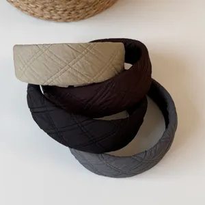 Autumn winter quilted padded headband wide brim solid color hair hoop fashion women hair accessories