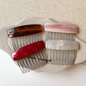 Elegante pettine per capelli in acetato con stampa a fiocco, bellissimo accessorio chic