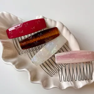 Pettine per capelli in acetato fiocco denti in metallo frangia accessorio elegante per donna