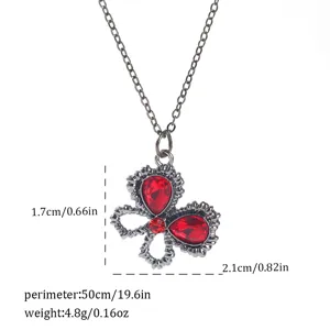 Detailed size and weight specifications of gothic butterfly necklace with red crystals