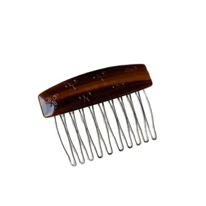 Pettine per capelli tartaruga fiocco eleganti denti metallo pettine inserimento