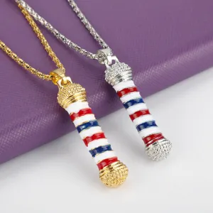 Moda Lega Palo del Barbiere Pendente Collana Rosso Bianco Blu Smalto Catena Serpe Oro Argento Placcato Gioielli Regalo