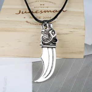 Mens Vintage Viking Wolf Fang Pendant Necklace Alloy Antique Pewter Wolf Tooth Charm Necklace Men Jewelry Gift