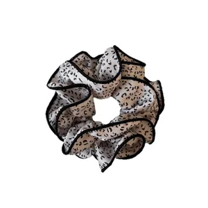 Coletero de pelo con estampado de leopardo estilo coreano satén elástico accesorio cabello