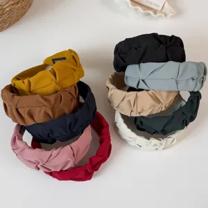 Korean style wide pleated fabric headband fashionable hair hoop for women hair accessories