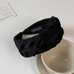 Black pleated wide headband for women fashion hair accessories daily wear stylish hair hoop