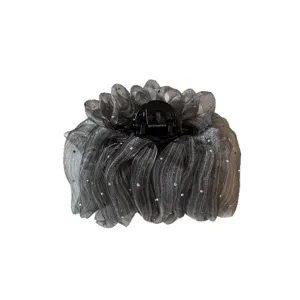 Fashion silver wire bubble yarn hair claw clip, starry rhinestone cloud shark clip for daily use.