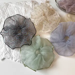 Coletero de organza coreano esponjoso con lunares, goma para el pelo elegante para coletas de moda.