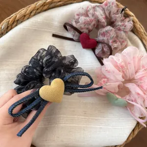 Circonferenze per capelli in rete floreale estiva carini elastici a cuore coda di alta accessori