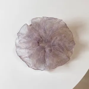 Coletero de organza morada translúcida, goma para el pelo esponjosa, elegante y ligera.