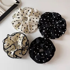Eleganti Elastici per Capelli in Raso a Pois da Donna Increspati Fatti a Mano Alta Elasticità Accessori per Capelli Porta Coda