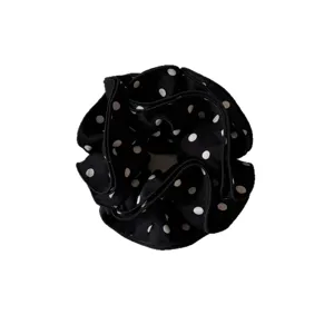 Elastico per capelli nero a pois multistrato elegante fermacapelli per coda di cavallo.