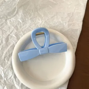 Molla per capelli in acrilico blu fiocco dettaglio, accessorio per capelli elegante.